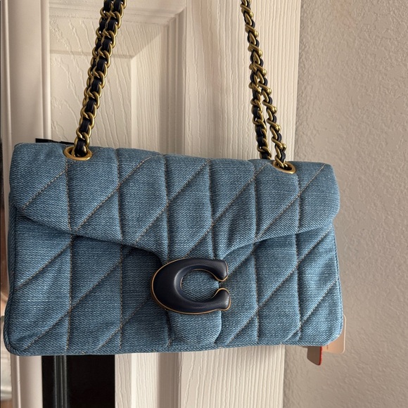 Blue Quilted Chain Shoulder Bag